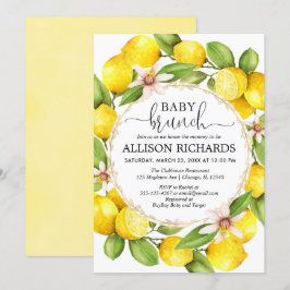 Invitación Lemon baby brunch ducha, limones neutrales en géne