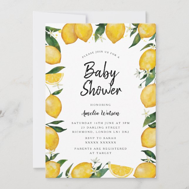 Invitación Lemon Baby Shower (Anverso)