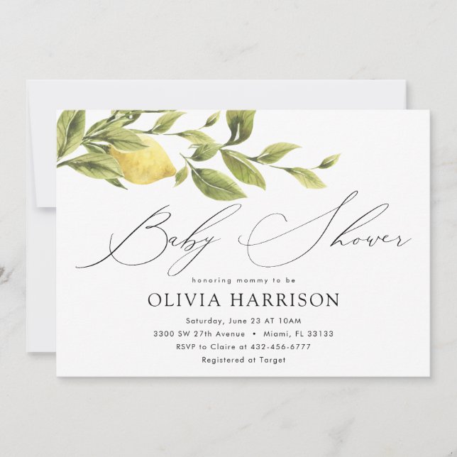 Invitación Lemon Baby Shower (Anverso)