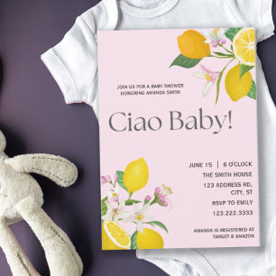 Invitación Lemon Baby Shower, Ciao Baby, Tema Italiano
