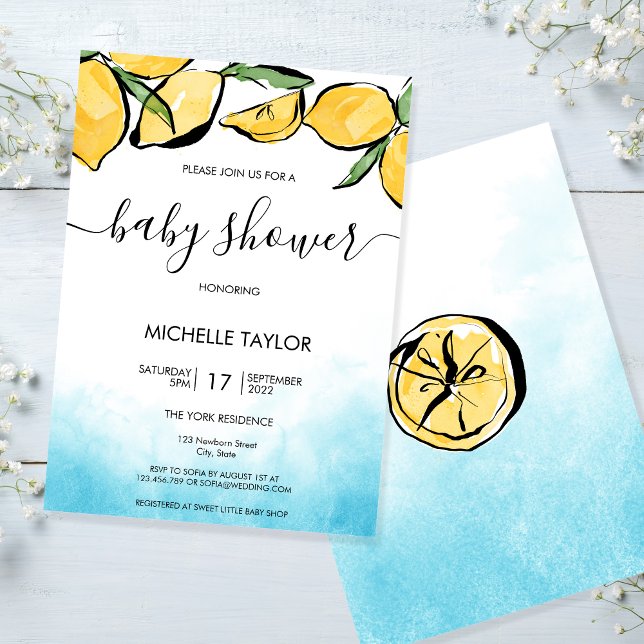 Invitación Lemon baby Shower Watercolor Boy (Subido por el creador)