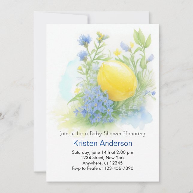Invitación Lemon Blissful Citrus Adventure Boy Baby Shower (Anverso)