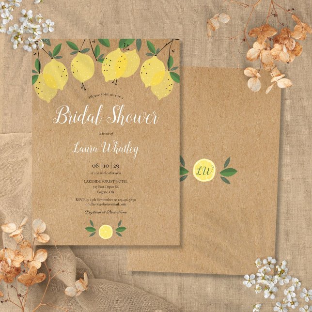 Invitación Lemon Blossom Greenereny Watercolor Bridal Shower (Lemon Blossom Greenery Watercolor Bridal Shower Invitation)