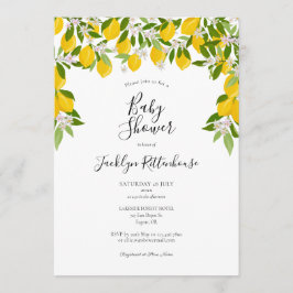 Invitación Lemon Blossom Greenery Watercolor Baby Shower