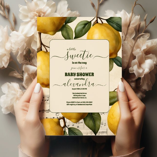 Invitación Lemon Blossom Greenery Watercolor Baby Shower (Subido por el creador)