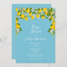 Lemon Blossom Greenery Watercolor Baby Shower