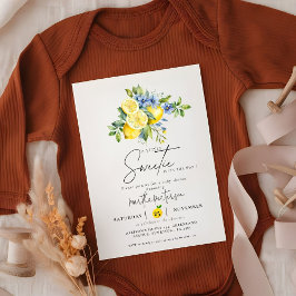 Invitación Lemon Blue Citrus Fruit Summer Baby Shower