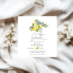Invitación Lemon Blue Citrus Fruit Summer Baby Shower