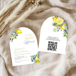Invitación Lemon Blue Floral Citrus Bridal Shower