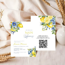 Invitación Lemon Blue Floral Citrus Bridal Shower