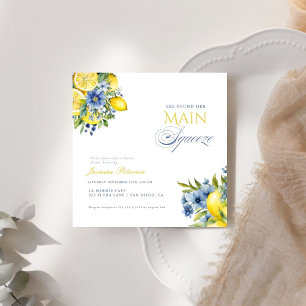 Invitación Lemon Blue Floral Citrus Bridal Shower