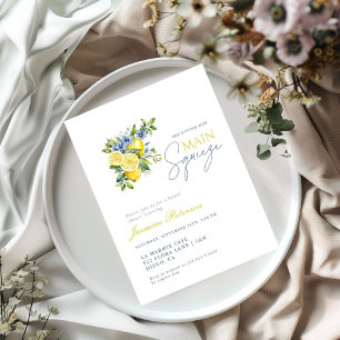 Invitación Lemon Blue Floral Citrus Bridal Shower