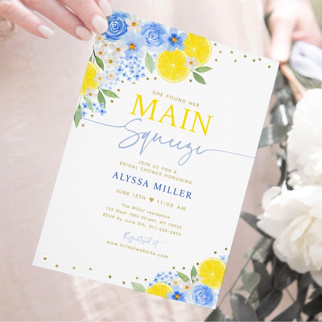Invitación Lemon Blue Floral Main Squeeze Brige Shower (Subido por el creador)