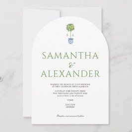 Invitación Lemon Blue Mediteranean Garden Green Boda