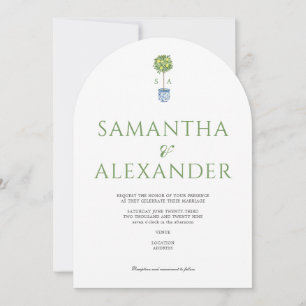 Invitación Lemon Blue Mediteranean Garden Green Boda