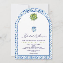 Invitación Lemon Blue Mediteranean Tiles Garden Bridal Shower
