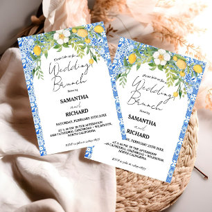 Invitación Lemon Blue Mediterráneo Boda italiano Brunch