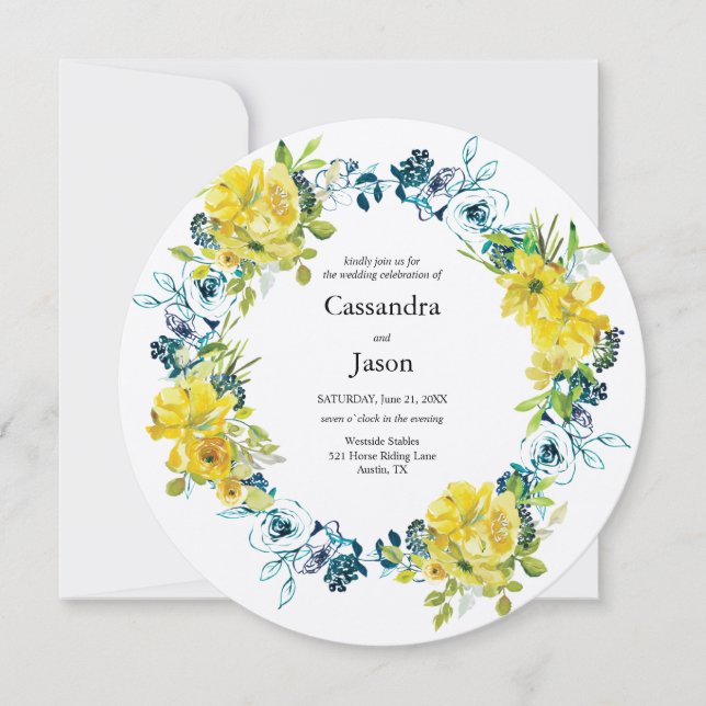 Invitación Lemon Blueberry Floral Boda (Anverso)