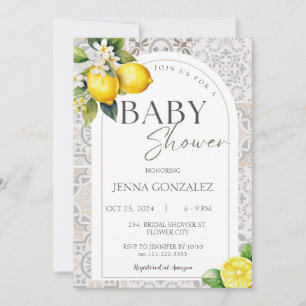 Invitación Lemon Boho Tiles del Mediterráneo Baby Shower
