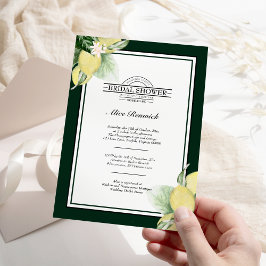 Invitación Lemon Border Emerald Green Bridal Shower