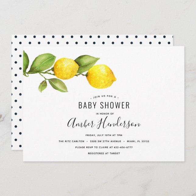 Invitación Lemon Branch Baby Shower (Anverso / Reverso)