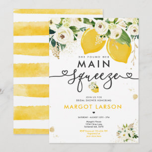 Invitación Lemon Bridal Ducha Floral Lemon Main Squeeze