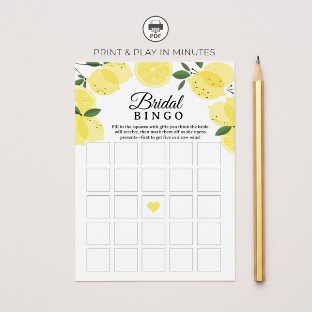 Invitación Lemon Bridal Shower Bingo Game Printable (Subido por el creador)