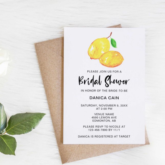 Invitación Lemon Bridal Shower Elegante Minimalista simple (Subido por el creador)
