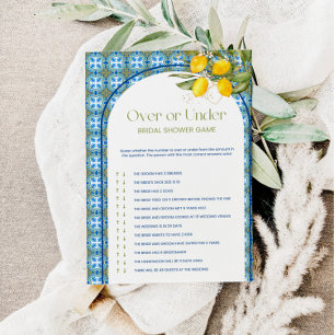 Invitación Lemon Bridal Shower Over O Under Game Card