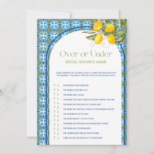 Invitación Lemon Bridal Shower Over O Under Game Card