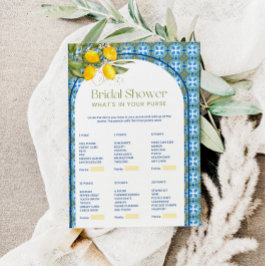 Invitación Lemon Bridal Shower What's In Your Purse Game Card