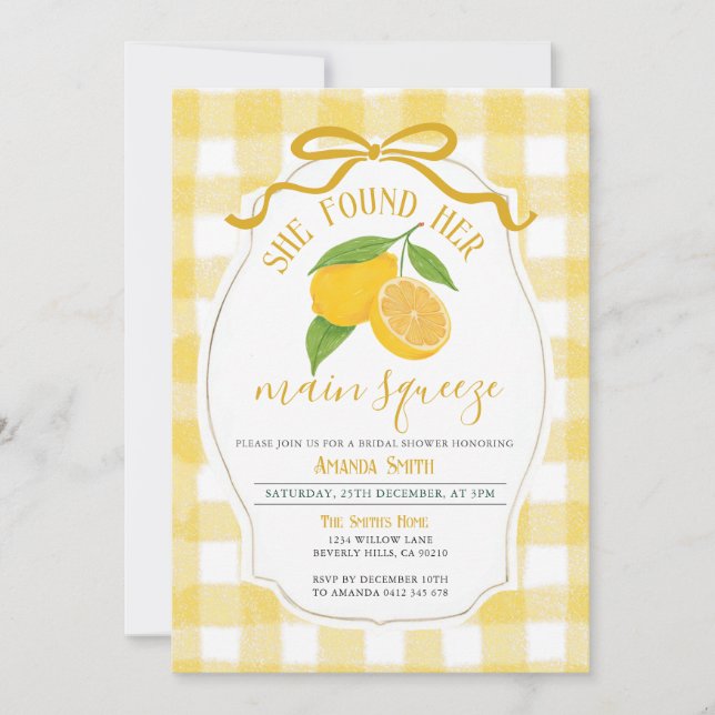 Invitación Lemon British Shower Encontró su principal apretón (Anverso)