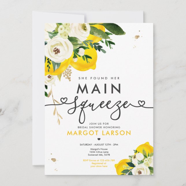 Invitación Lemon British Shower Encontró su principal apretón (Anverso)
