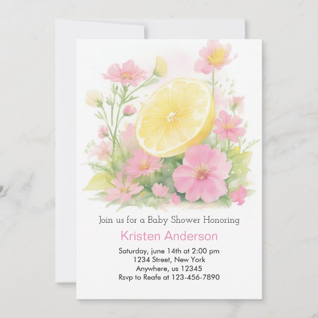 Invitación Lemon Chica Baby Shower (Anverso)