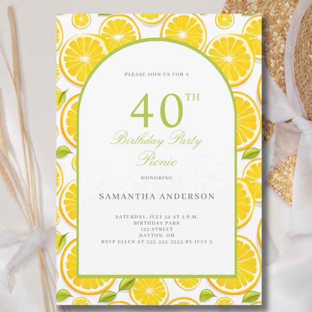 Invitación Lemon Citrus 40th Birthday Party Invitation (Subido por el creador)