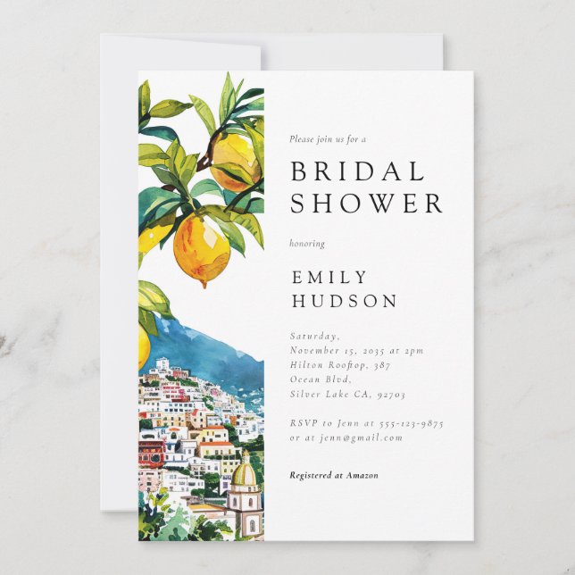Invitación Lemon Citrus Amalfi Coast Bridal (Anverso)