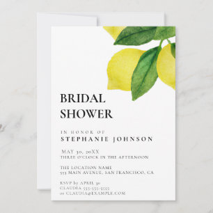 Invitación Lemon Citrus Branch Greenery Bridal Shower