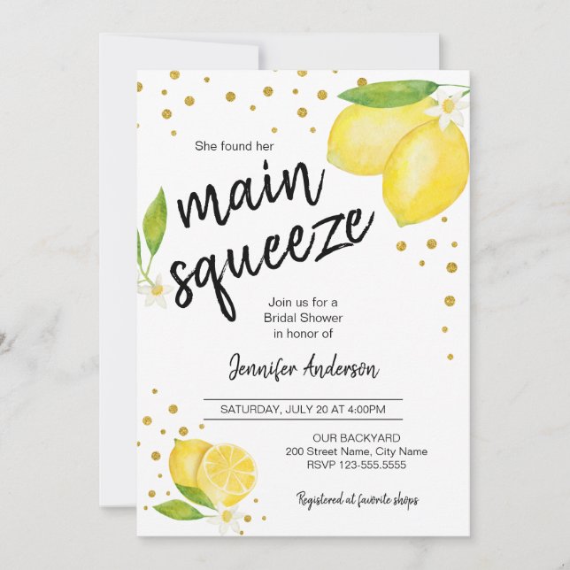 Invitación Lemon Citrus Bridal (Anverso)