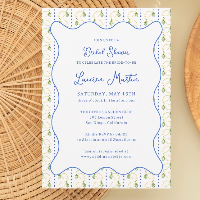 Invitación Lemon Citrus ducha de novias italiana amarilla y a (Subido por el creador)