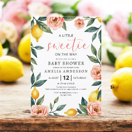 Invitación Lemon Citrus Fruit Pink Floral Summer Baby Shower