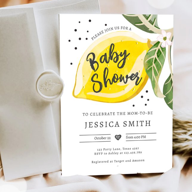 Invitación Lemon Citrus Greenery Summer Baby Shower (Subido por el creador)