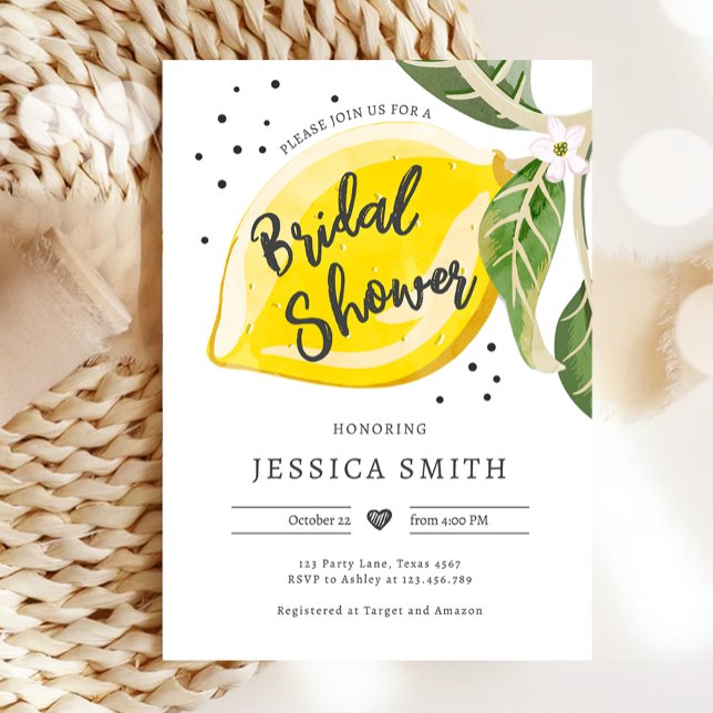 Invitación Lemon Citrus Greenery Summer Bridal Shower (Subido por el creador)