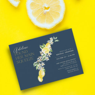 Invitación Lemon Citrus Main Squeeze Blue Bridal Shower