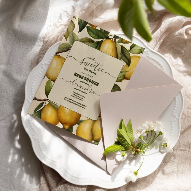 Invitación Lemon Citrus mediterráneo Baby Shower Botánico (Subido por el creador)