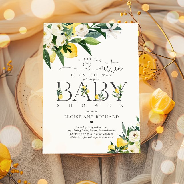 Invitación Lemon Citrus mediterráneo Baby Shower Botánico (Subido por el creador)