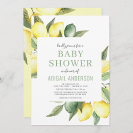 Invitación Lemon Citrus Modern Watercolor Baby Shower