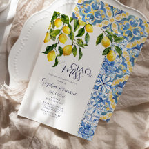 Lemon Citrus Positano Blue Tiles Bridal Shower