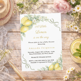 Invitación Lemon citrus summer gingham bow Baby Shower Invita