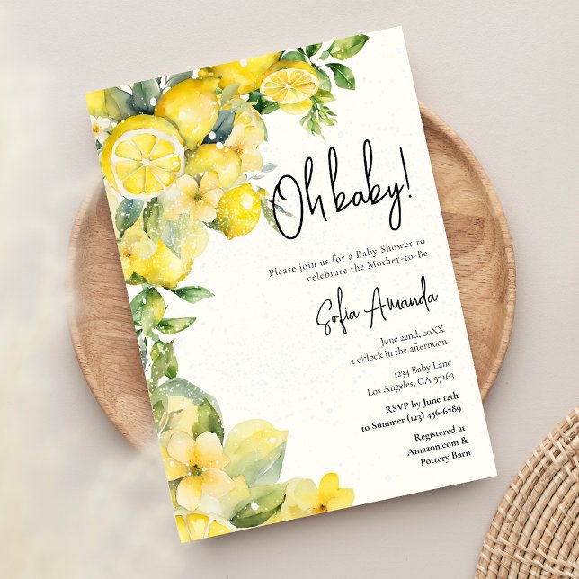 Invitación Lemon Citrus Watercolor Baby Shower (Subido por el creador)