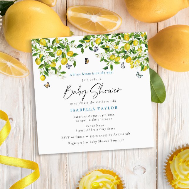 Invitación Lemon Citrus Watercolor Baby Shower (Subido por el creador)